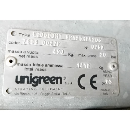 BOTTE DISERBO UNIGREEN 800LT -12 - PORTATA